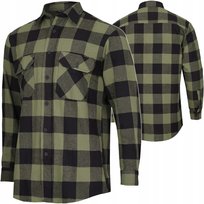 Koszula Flanelowa Męska W Kratę Mil-Tec Z Długim Rękawem Czarna / Olive XL Mil-Tec