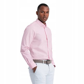 Koszula męska Bawełniana klasyczna REGULAR jasnoróżowa V2 OM-SHOS-0154 L - Ombre