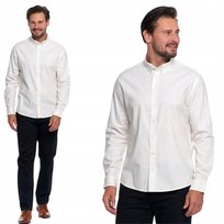 Koszula Męska Bawełniana Z Długim Rękawem Elegancka Klasyczna Moraj M White