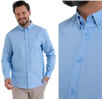 Koszula Męska Bawełniana z Długim Rękawem Typu Oxford NIEBIESKI MORAJ - M