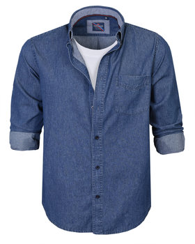 Koszula Męska Jeansowa z Długim Rękawem Regular Fit Bawełniana Pako Jeans - Pako Jeans