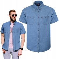 Koszula Męska Jeansowa z Krótkim Rękawem Regular Fit Bawełniana Pako Jeans