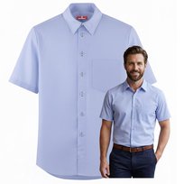 Koszula Męska Niebieska Krótki Rękaw REGULAR z Kieszenią Elegancka 53/54A Modus