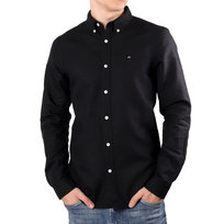Koszula Męska Tommy Hilfiger Th Slim Linen Cotton Shirt Black Mw0mw17646 078 M