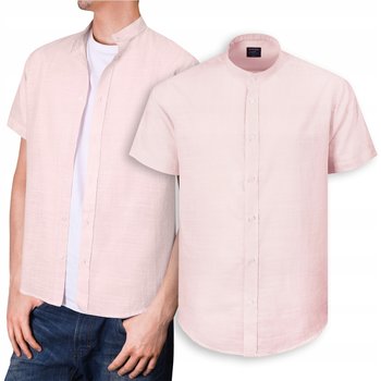 KOSZULA Męska w PASKI z Krótkim Rękawem LNIANA Regular Fit M Pako Jeans - Pako Jeans