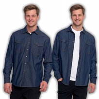 Koszula Męska Z Bawełny Jeansowa Elegancka Nowoczesna Klasyczna Moraj 3Xl Jeans