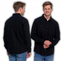 Koszula Męska Z Bawełny Jeansowa Elegancka Nowoczesna Klasyczna Moraj M Black