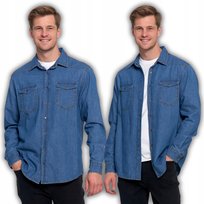 KOSZULA MĘSKA Z BAWEŁNY JEANSOWA ELEGANCKA NOWOCZESNA KLASYCZNA MORAJ M BLUE