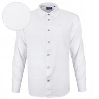 KOSZULA Męska z Długim Rękawem LNIANA Biała Regular Fit Pako Jeans