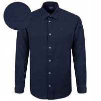 KOSZULA Męska z Długim Rękawem LNIANA Granatowa Regular Fit Pako Jeans