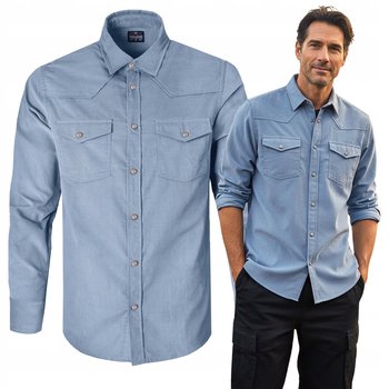 KOSZULA Męska z Długim Rękawem SZTRUKSOWA Niebieska Regular Fit Pako Jeans - Pako Jeans