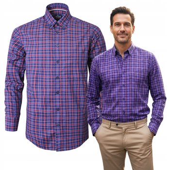 KOSZULA Męska z Długim Rękawem w KRATKĘ Bawełniana Regular Fit Pako Jeans - Pako Jeans