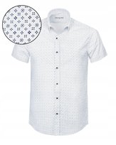 Koszula Męska z Krótkim Rękawem Biała Slim Fit Bawełniana Pako Jeans