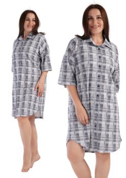 Koszula Nocna bawełniana Vienetta +Size rozpinana 1XL z krótkim na guziki - Vienetta