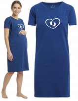 Koszula Nocna Ciążowa do Karmienia Bawełna do Karmienia GRANATOWY MORAJ M