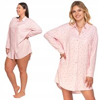 Koszula Nocna Damska Piżama Wygodna Na Długi Rękaw Luźna Groszki MORAJ XXL