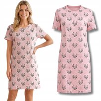 KOSZULA NOCNA DAMSKA Z KRÓTKIM RĘKAWEM BAWEŁNIANA KOSZULKA W SERCA XXL PINK Szumila