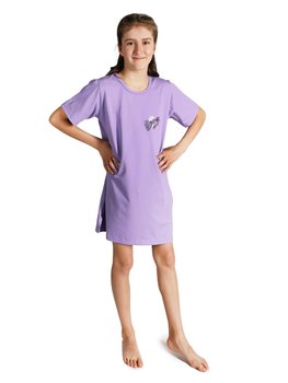 Koszula nocna dziewczęca bawełniana fioletowa serca 146-152 YOCLUB - YoClub