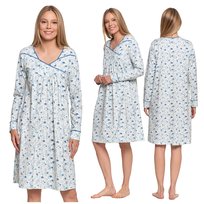 Koszula Nocna Urocza w Kwiaty Piżama Damska z Długim Rękawem Moraj 4XL