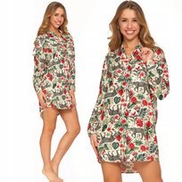 KOSZULA NOCNA WISKOZOWA PIŻAMA DAMSKA WZORZYSTA Z DŁUGIM RĘKAWEM MORAJ 3XL PATT 1