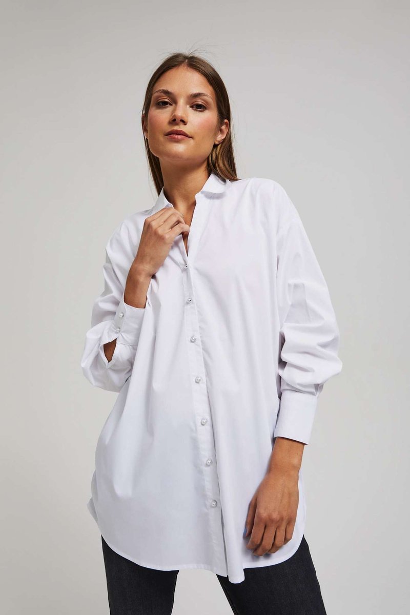 Koszula Oversize Z Ozdobnymi Guzikami -L - Moodo | Moda Sklep EMPIK.COM