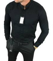 Koszula slim fit ze stójką czarna EGO01 5XL
