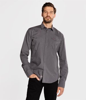 Koszula slim w drobną kratkę MALT KZ40 GREY-XL - Lee Cooper