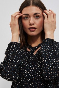 Koszula z printem i wiązanym dekoltem-XS - Moodo