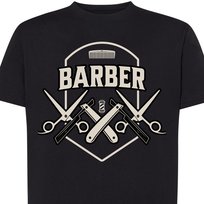 Koszulka barber nożyczki brzytwa oldschool M czarna DEYORA