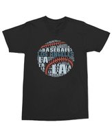 Koszulka baseballowa Los Angeles LA z nadrukiem Piłka Mecz Czarna L