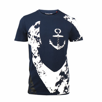 Koszulka bawełniana męska T-shirt granatowa kotwica Captain Mike® L - Captain Mike