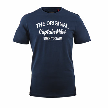 Koszulka bawełniana męska T-shirt granatowa URODZONY BY PŁYWAĆ Captain Mike® M - Captain Mike
