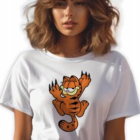 Koszulka Biała Damska T-Shirt GARFIELD Rudy Kot Garfield Top Wzory - XXL