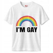 Koszulka biała męska I'm Gay Jestem Gejem Zabawny Prezent r. S Bullz