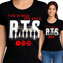 KOSZULKA BTS THE KINGS ARE BACK 2026 K-POP T-SHIRT PREMIUM M F70 CZARNA FRUIT OF THE LOOM