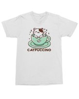 Koszulka Catpuccino Kotek w filiżance Urocza Słodka Biała XL