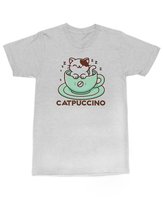 Koszulka Catpuccino Kotek w filiżance Urocza Słodka Szara L