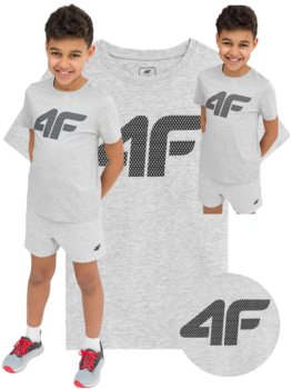 Koszulka chłopięca 4F chłodny jasny szary melanż - 4F