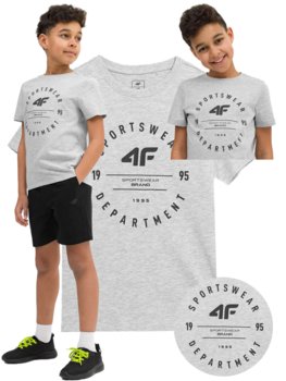 Koszulka chłopięca 4F chłodny jasny szary melanż - 4F