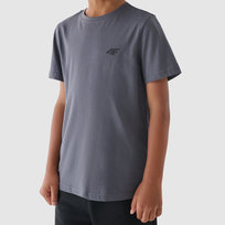 Koszulka Chłopięca 4F T-shirt Bawełniany Grafitowy TTSHM1626 Szary 140 4F