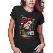 KOSZULKA CZARNA Damska Na Prezent Urodziny Dla Fana TRAVIS SCOTT Wzory - M