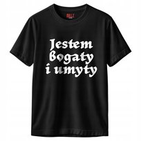 Koszulka czarna męska 1670 Jestem Bogaty i Umyty r. XXL Bullz