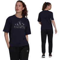 Koszulka damska Adidas Soft Floral bawełniana granatowa t-shirt-XS Adidas