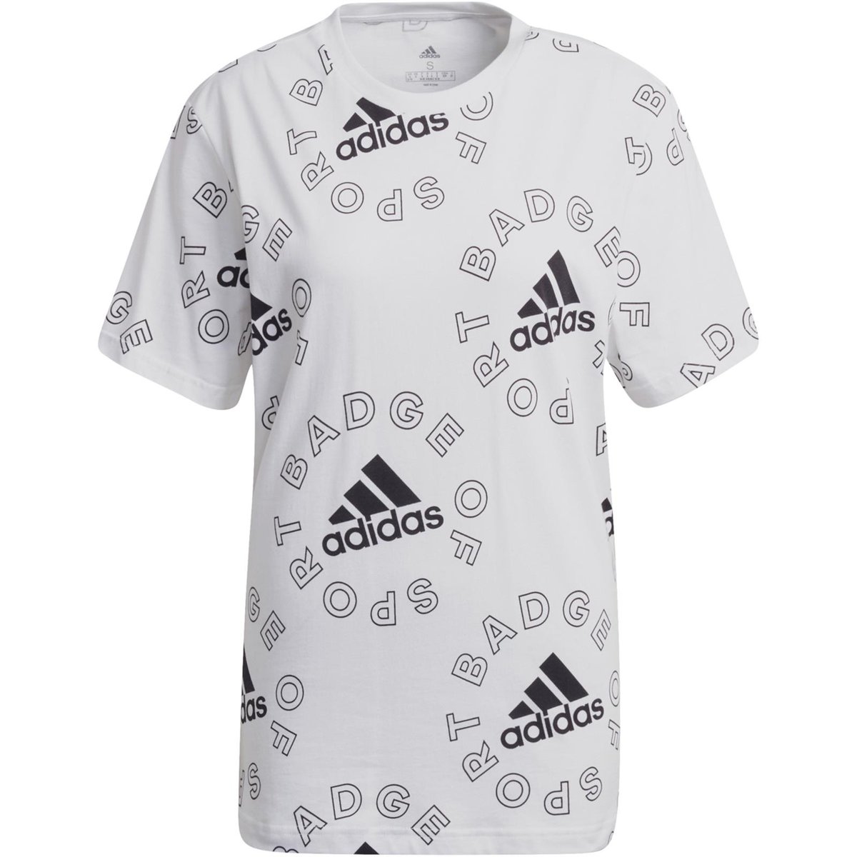 Koszulka damska adidas SPORTSWEAR ESSENTIALS LOGO AOP biała HC9186-L ...