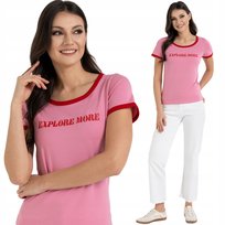 KOSZULKA DAMSKA BAWEŁNIANA KRÓTKI RĘKAW TOP T-SHIRT Z NAPISEM MORAJ XXL PATT 5