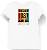 Koszulka damska biała 1987 urodziny 38 lat prezent S KozakNadruki