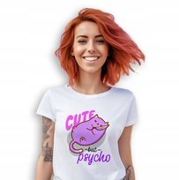 Koszulka Damska Biała CUTE BUT PSYCHO Wzory - S