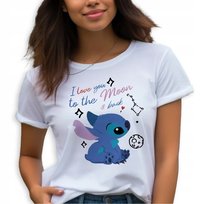 KOSZULKA DAMSKA BIAŁA DLA FANA LILO STICH LOVE YOU TO THE MOON WZORY - XL Inna marka