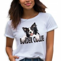 Koszulka Damska Biała Prezent Dla Miłośnika Piesków Border Collie Wzory Xs
