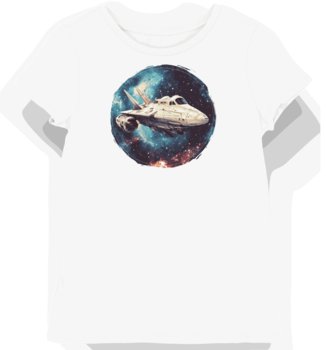 Koszulka damska biała z motywem kosmicznego statku XS - KozakNadruki